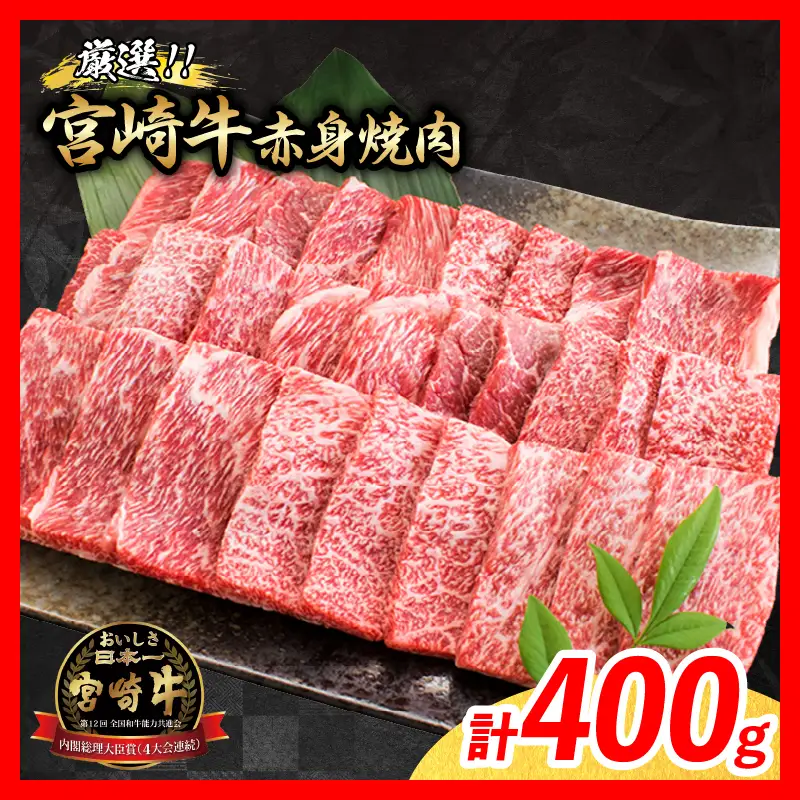 【12月配送】牛肉 厳選 宮崎牛 赤身 焼肉 計400g_BB182-26-12