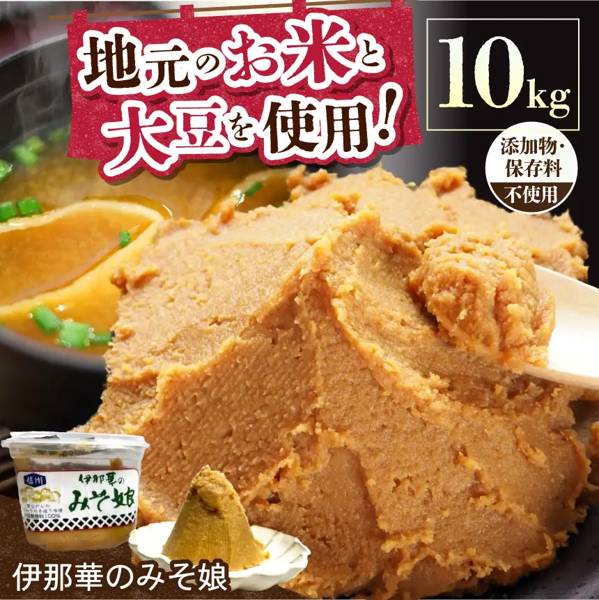 味噌 伊那華のみそ娘 みそ 10kg箱｜味噌 みそ 調味料 伊那 いな 長野県 ふるさと納税 大豆 お土産【026-11】