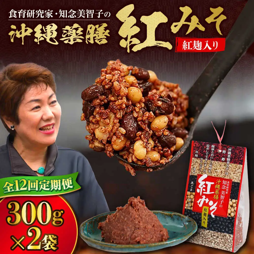 薬膳みそ 【全12回定期便】沖縄薬膳紅みそ 計600g (300g×2個)  BCBU016 味噌
