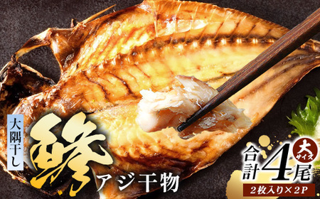 鹿児島県産 アジ 干物 大サイズ (2枚×2パック)  ≪合計4枚≫［1枚 約22～25センチ］PT-2 | 開き 大隅干し 冷凍 国産 鯵 ひもの 海鮮 新鮮 瞬間冷凍 産地直送 鹿児島県 南大隅町 ピットスリー