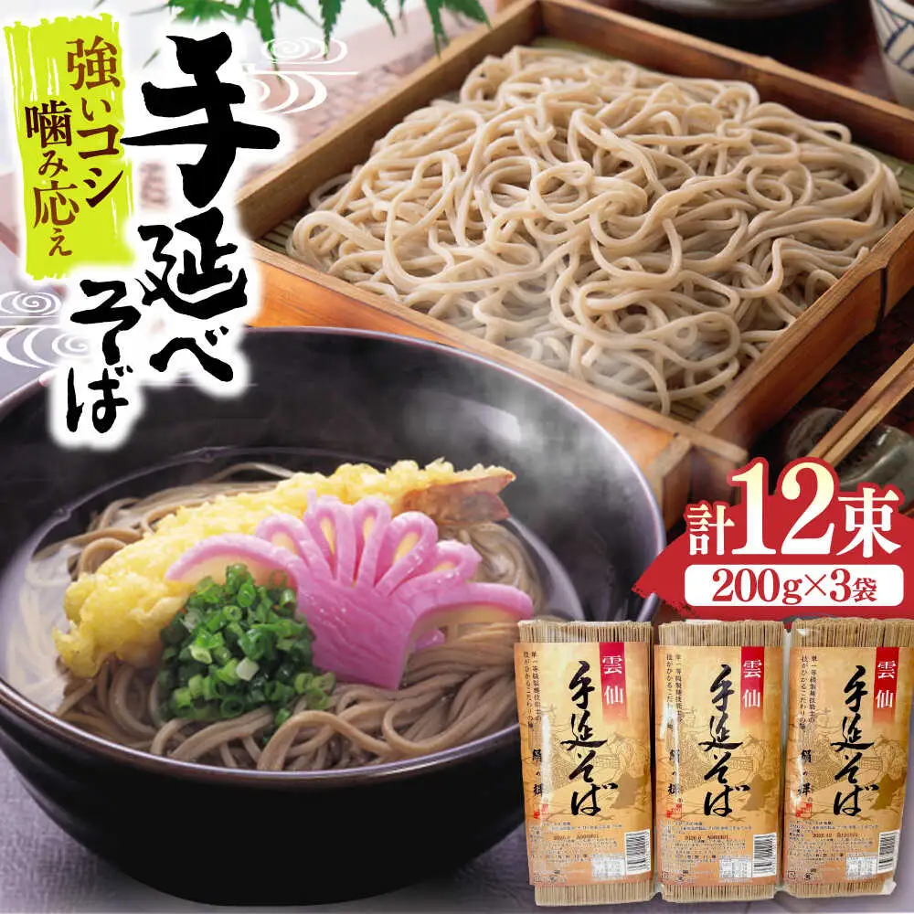 【希少！強いコシ】手延べ そば 600g (200ｇ×3袋) / 蕎麦 ソバ そば 乾麺 麺 / 南島原市 / 野村屋[SCS014]