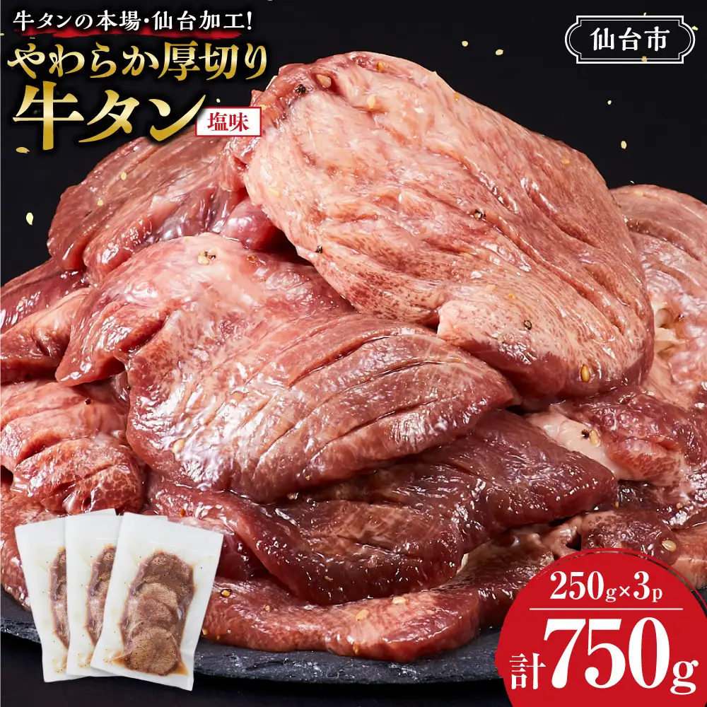 やわらか 厚切り 牛タン 750g 塩味 ｜ 牛タン 仙台