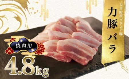 【国産】力豚 豚肉 バラ 焼肉用4.8kg 豚バラ 小分け 焼き肉 BBQ ブランド豚 ポーク 冷凍