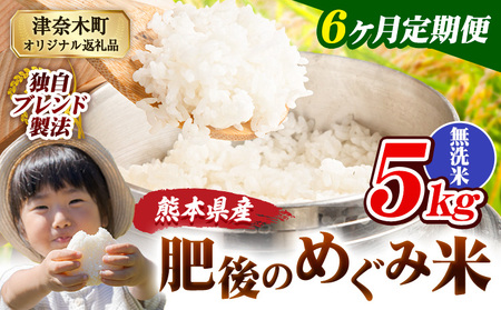 【6ヶ月定期便】熊本県産 無洗米 ブレンド米 肥後のめぐみ米 5kg 熊本県産 ふるさと納税 精米 米 こめ ふるさとのうぜい コメ お米 おこめ《お申込み翌月から出荷》
