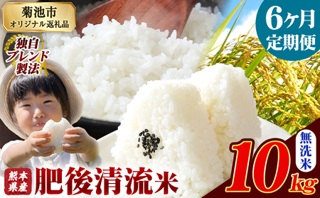 【6ヶ月定期便】熊本県産 肥後清流米 無洗米 10kg ブレンド米《お申込み翌月から出荷》 熊本県産 ふるさと納税 精米 米 こめ ふるさとのうぜい コメ お米 おこめ