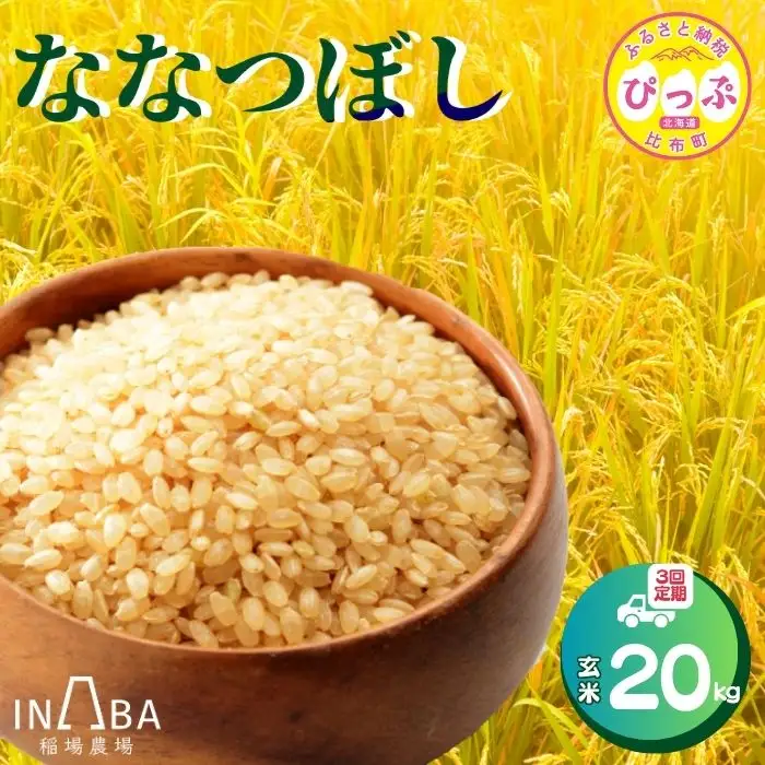 令和7年産 ななつぼし 玄米 20kg 3回 定期便【稲場農場】米 お米 北海道米 特Aランク 国産 コメ 北海道 比布町 ぴっぷ 1024-011