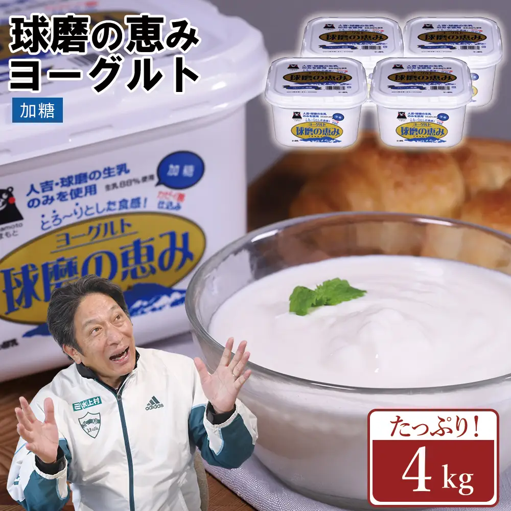 球磨の恵み ヨーグルト 加糖 4kg まとめ買い 大容量 熊本県 水上村