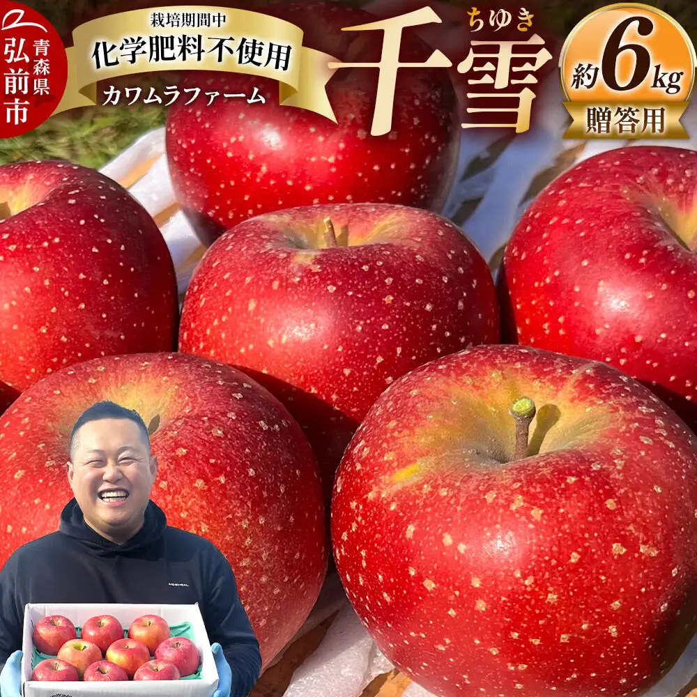 【26年10月下旬～発送】りんご 千雪 約6kg カワムラファーム【贈答用】青森 果物 フルーツ 林檎 リンゴ くだもの