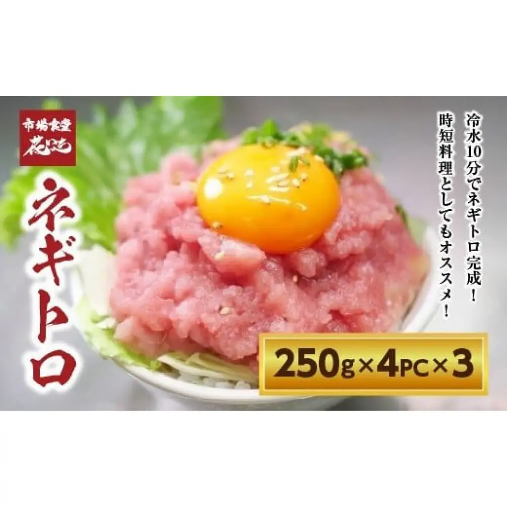 【花いち】ネギトロ 3kg (250g×4パック)×3【11100-1897】