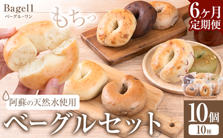 【6ヶ月定期便】阿蘇の天然水使用 ベーグルセット 10個入 ベーグル・ワン《お申込み月の翌月から出荷開始》熊本県 南阿蘇村 ベーグル パン おやつ 送料無料