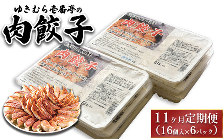 【11ヶ月定期便】ゆきむら壱番亭の肉餃子6パック(96個入り) ※離島への配送不可