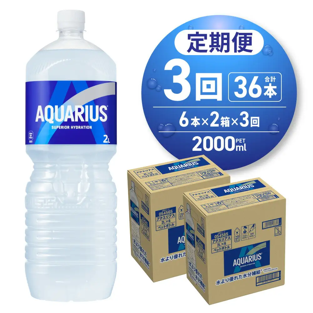 【３ヶ月定期便】アクエリアス　2000mlPET×12本 ペットボトル スポーツドリンク 清涼飲料水 アクエリアス ソフトドリンク アクエリアス スポーツドリンク スポドリ 札幌工場製造