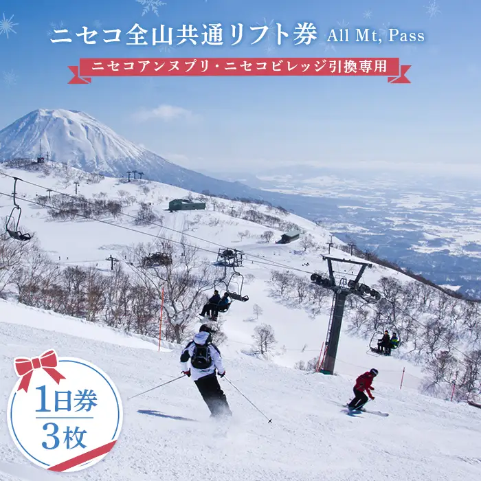 ニセコ全山共通リフト券（All Mt.Pass）1日券（3枚）ニセコアンヌプリ・ニセコビレッジ引換専用【3500302】