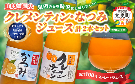 山本農園のクレメンティン・なつみジュース(各1本)2本セット 太良みかん ヨーロッパ生まれ スペイン原産 クレメンティン なつみ ジュース みかんジュース ストレートジュース 温州 ミカン 希少 フルーツ くだもの 果物 ミネラル豊富 太良町 国産 贈答用 OB7