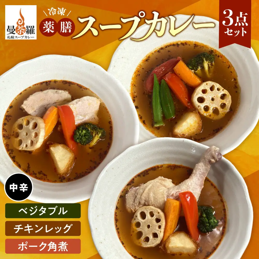 曼荼羅冷凍薬膳スープカレー3点セット（中辛） 札幌 スープカレー