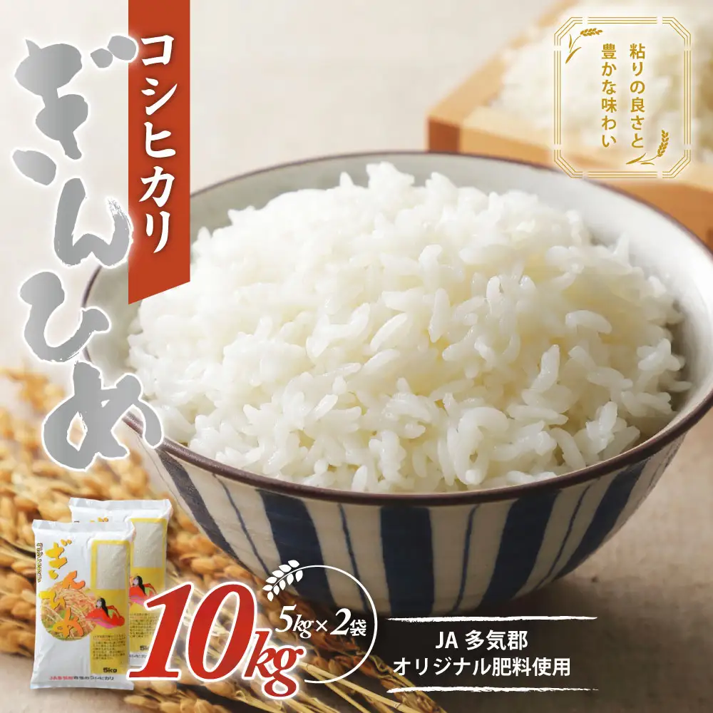 コシヒカリ「ぎんひめ」10㎏ (5㎏×2 ) 多気郡産 米 コメ 精米 白米 10kg 5kg 国産 ごはん 人気 おすすめ こしひかり 三重県 多気町 JA‐08