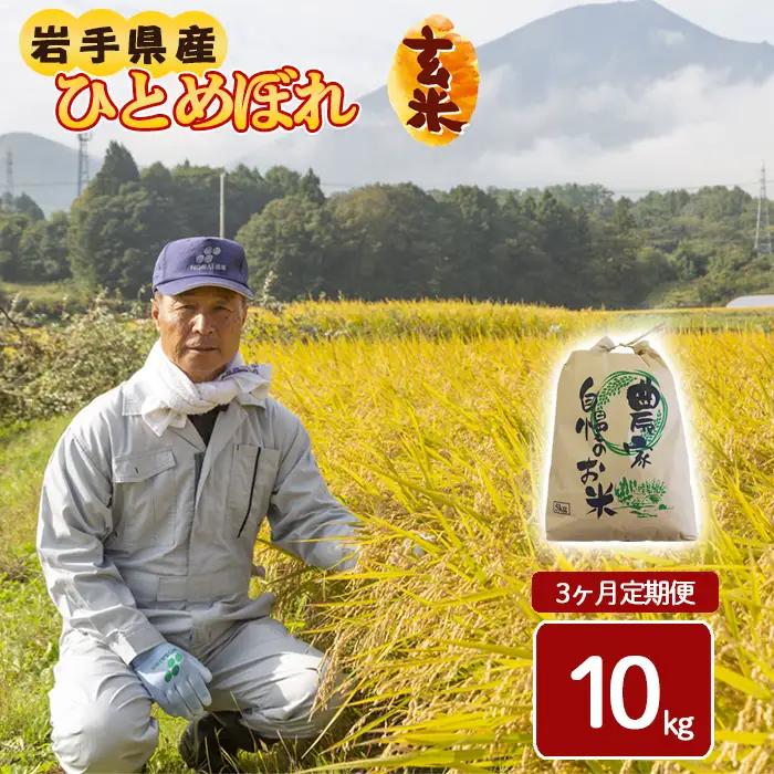 令和8年産 新米 《先行予約 2026年11月より順次発送開始予定》 ひとめぼれ 玄米 10kg×3ヶ月定期便 ／ げんまい 岩手県産 伊藤一夫