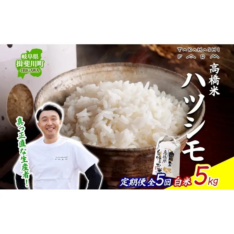 ハツシモ 高橋米 白米 大粒 ブランド米 ハツシモ【5kg】【定期便全5回 先行予約】