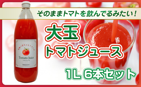 トマトジュース大玉トマト八百ちゃんトマトストレートトマトジュース【1L×6本】