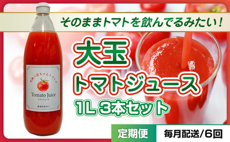 トマトジュース大玉トマト八百ちゃんトマトストレートトマトジュース【1L×3本】【定期便全6回】