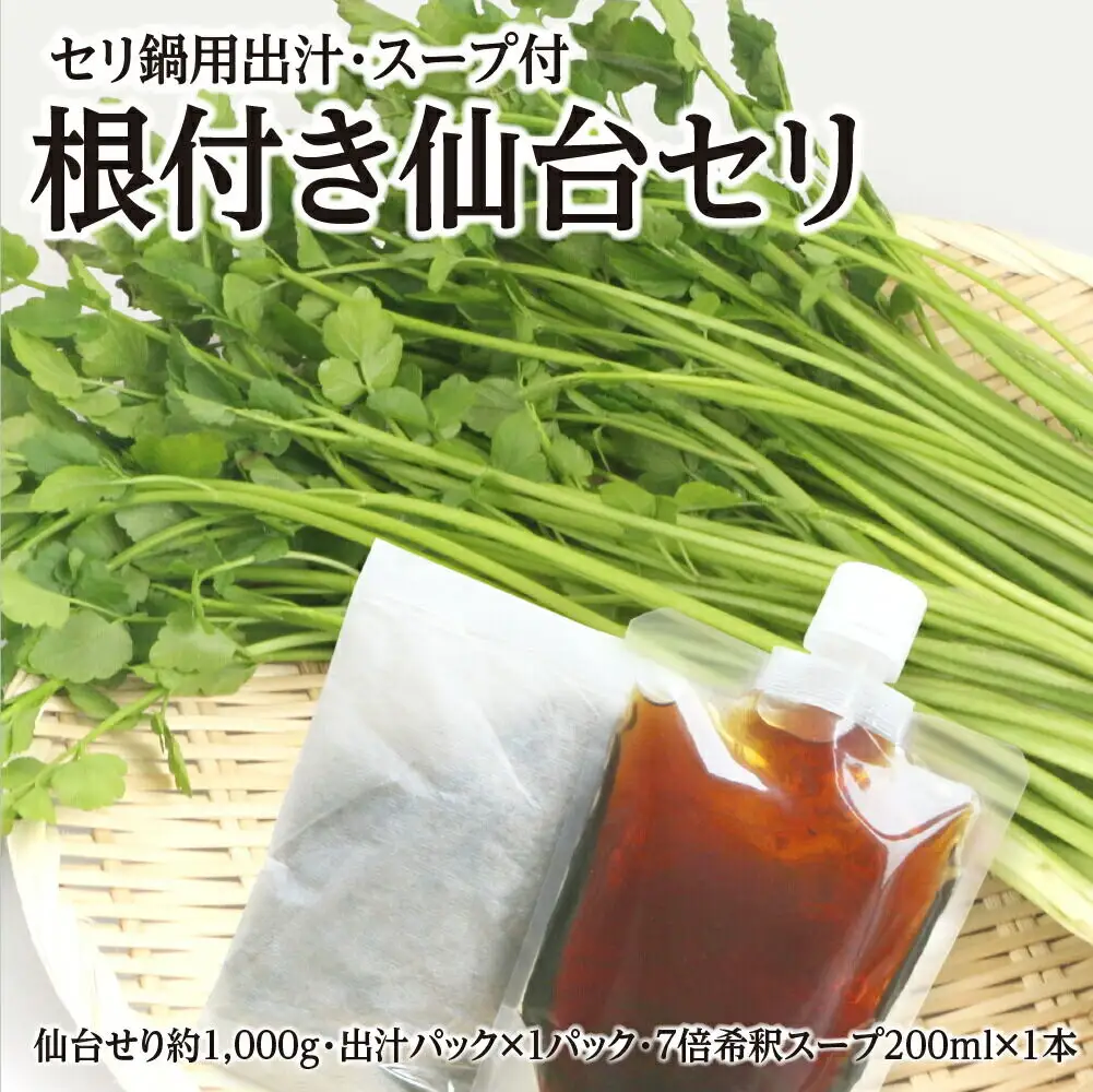 根付き仙台セリ鍋出汁セット 9～10人前 期間限定