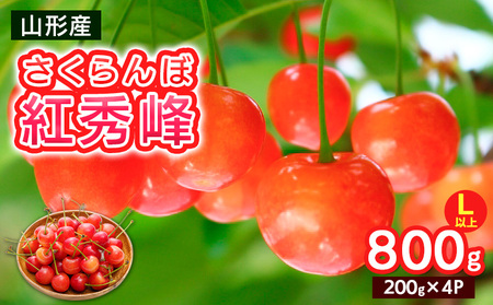 さくらんぼ Lサイズ以上 紅秀峰 800g(200g×4パック)【令和9年産先行予約】FS25-065