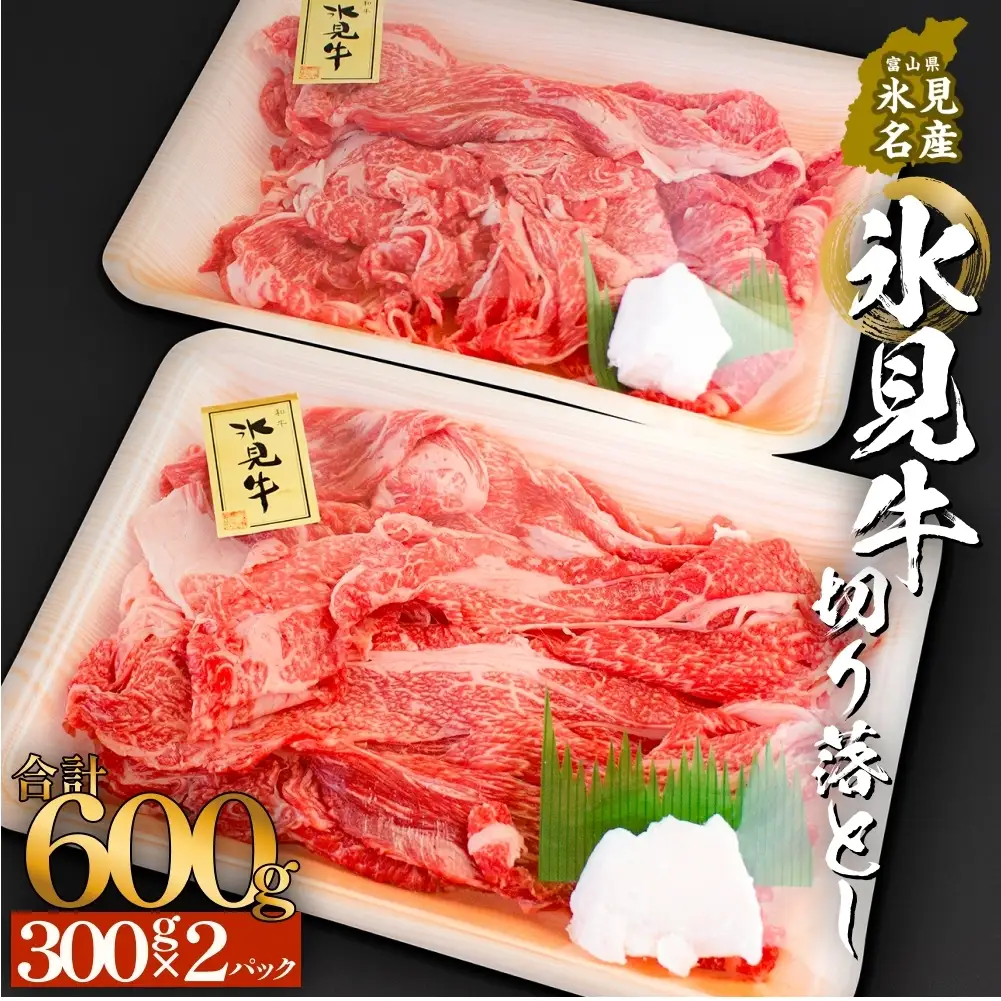 氷見牛切り落とし 300g × 2パック 合計600g 小分け 黒毛和牛 牛肉 富山県 氷見市