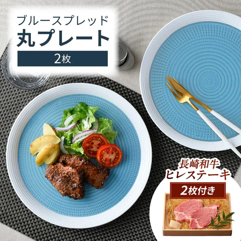 【ふるさと納税限定】波佐見焼で楽しむ 長崎和牛ヒレステーキセット【野中精肉店/一真窯】[VF99]