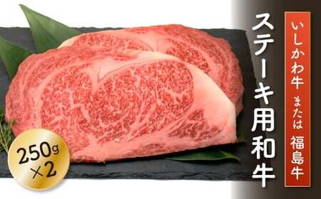 「いしかわ牛」または「福島牛」和牛ロース肉 約250g ステーキ用×2 肉 牛肉 国産 和牛 黒毛和牛  福島県 玉 FT18-200