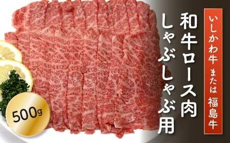 「いしかわ牛」または「福島牛」和牛ロース肉 500g しゃぶしゃぶ用  肉 牛肉 国産 和牛 黒毛和牛 福島県 玉川 FT18-202