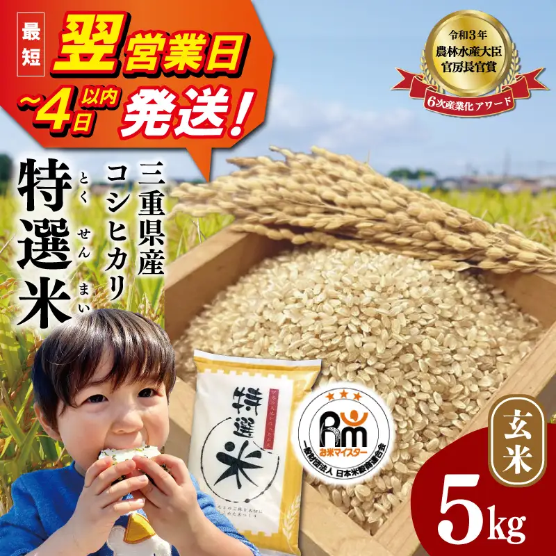 令和7年産 特選米 コシヒカリ玄米 5kg MK19