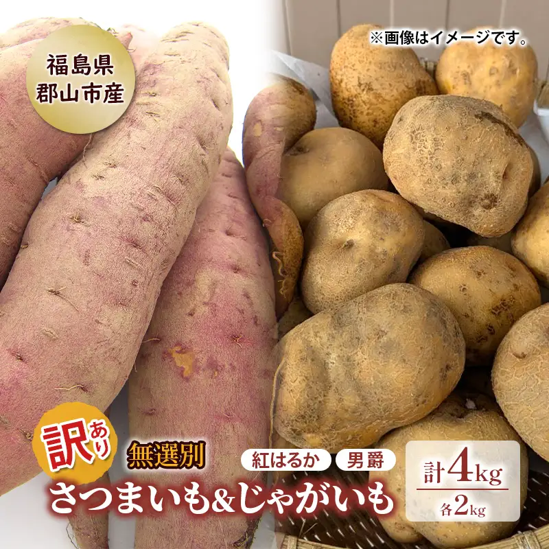 芋セット さつまいも 男爵じゃがいも 訳あり無選別 芋セット【4kg】