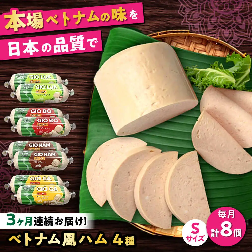【全3回定期便】ベトナムハム Sサイズ 4種セット / ハム ベトナム料理 [BBBE010]