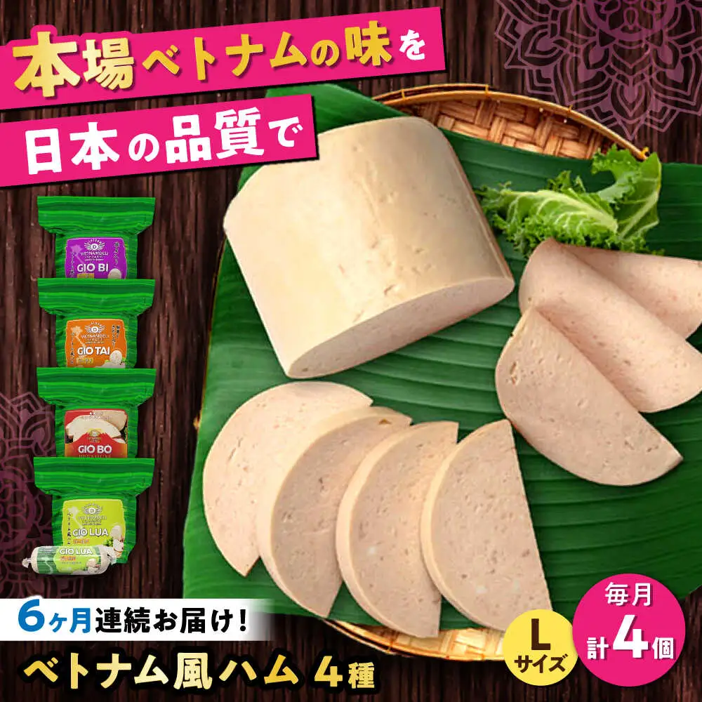 【全6回定期便】ベトナムハム Lサイズ 4種セット / ハム ベトナム料理 [BBBE014]