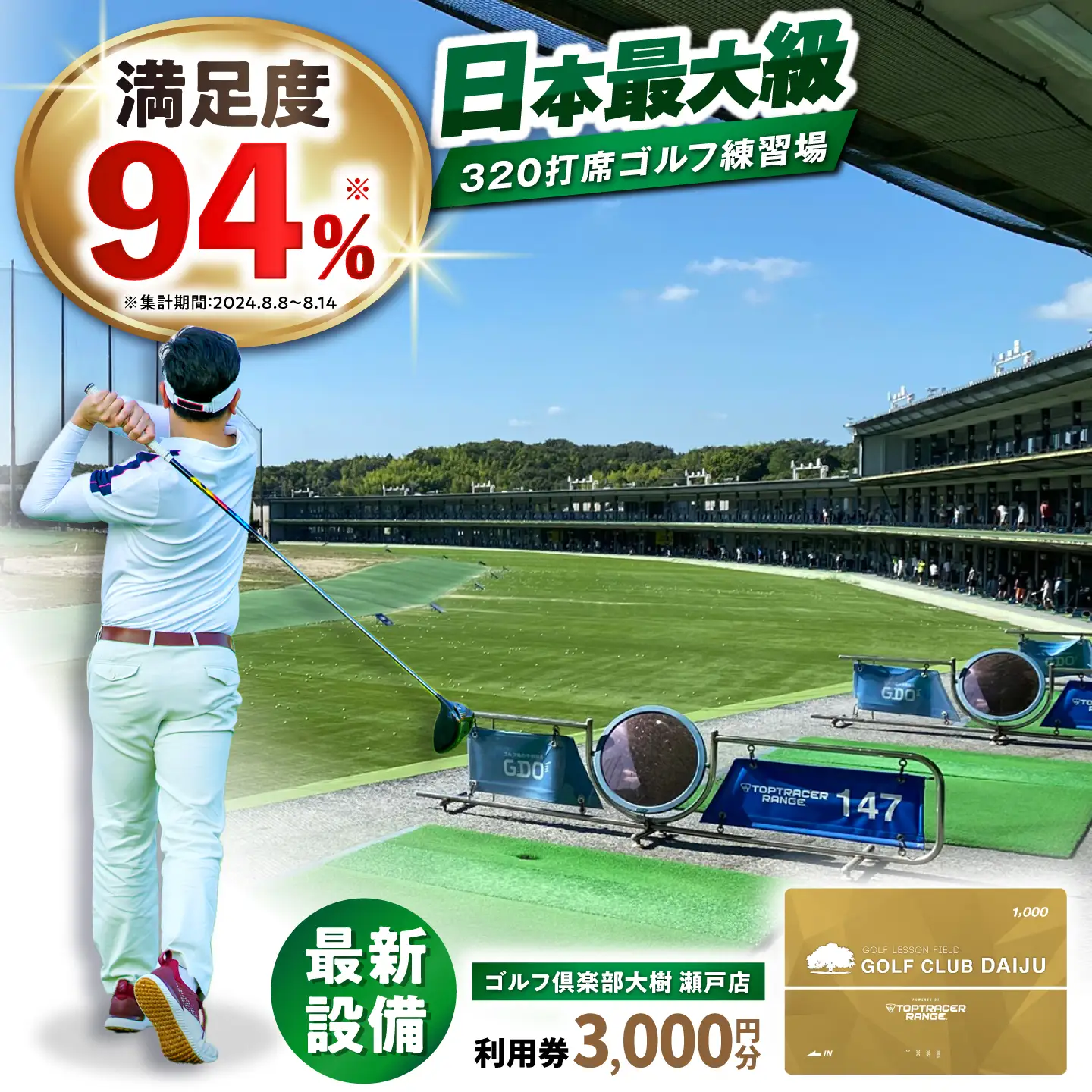 ゴルフ場 施設利用券 ゴルフ倶楽部大樹 瀬戸店の施設利用券 【3，000円分】 / 瀬戸市 / 株式会社大樹開発[BBEC006]