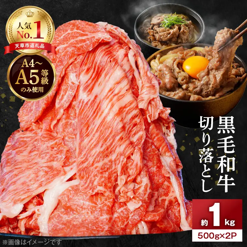 S001-001A_A4～A5等級 黒毛和牛 切り落とし 1kg（500g×2P）