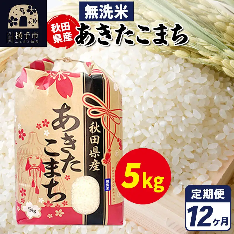 《定期便12ヶ月》あきたこまち 5kg【無洗米】令和7年産 秋田県産 こまちライン