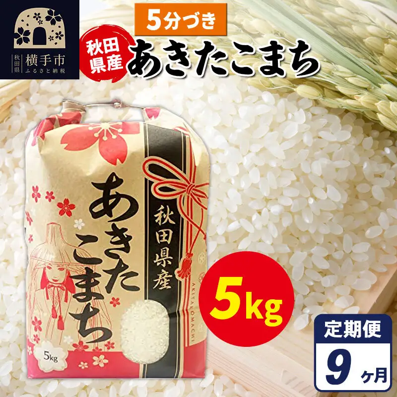 《定期便9ヶ月》あきたこまち 5kg【5分づき】令和7年産 秋田県産 こまちライン