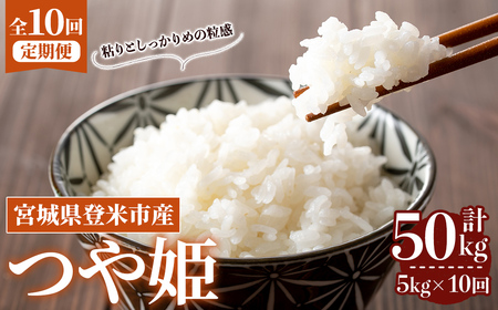 ≪令和8年産≫【10回定期便】つや姫 計50kg(5kg×10回配送) 登米市産 お米 おこめ 米 コメ 白米 ご飯 ごはん おにぎり お弁当 10か月 頒布会【登米ライスサービス株式会社】tm491