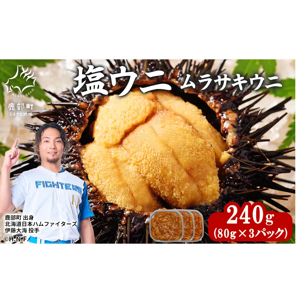 北海道産 塩うに 240g(80g×3P) ムラサキウニ ミョウバン不使用 塩蔵うに ギフトセット