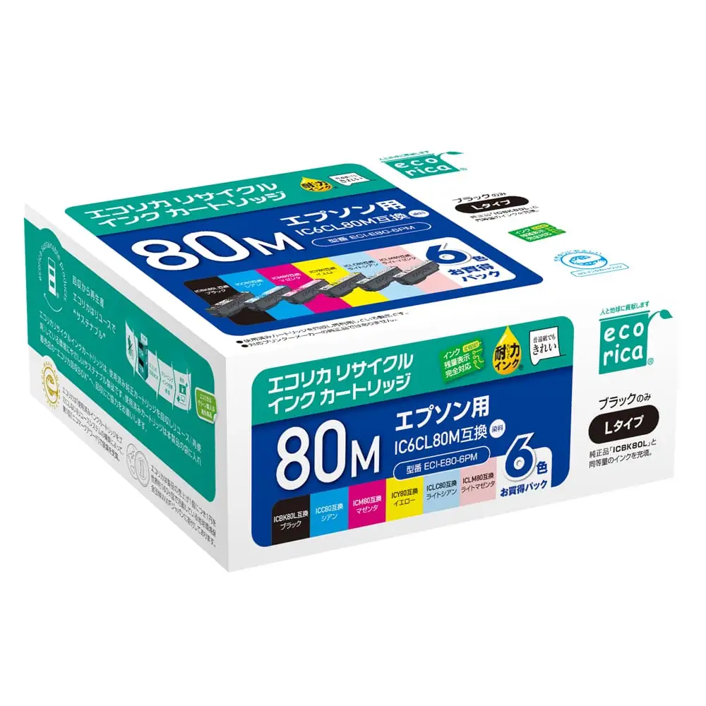エコリカ【エプソン用】IC6CL80M 互換リサイクルインク（型番：ECI-E80-6PM）　エプソン リサイクル インク 互換インク カートリッジ インクカートリッジ カラー オフィス用品 プリンター インク 山梨県 富士川町