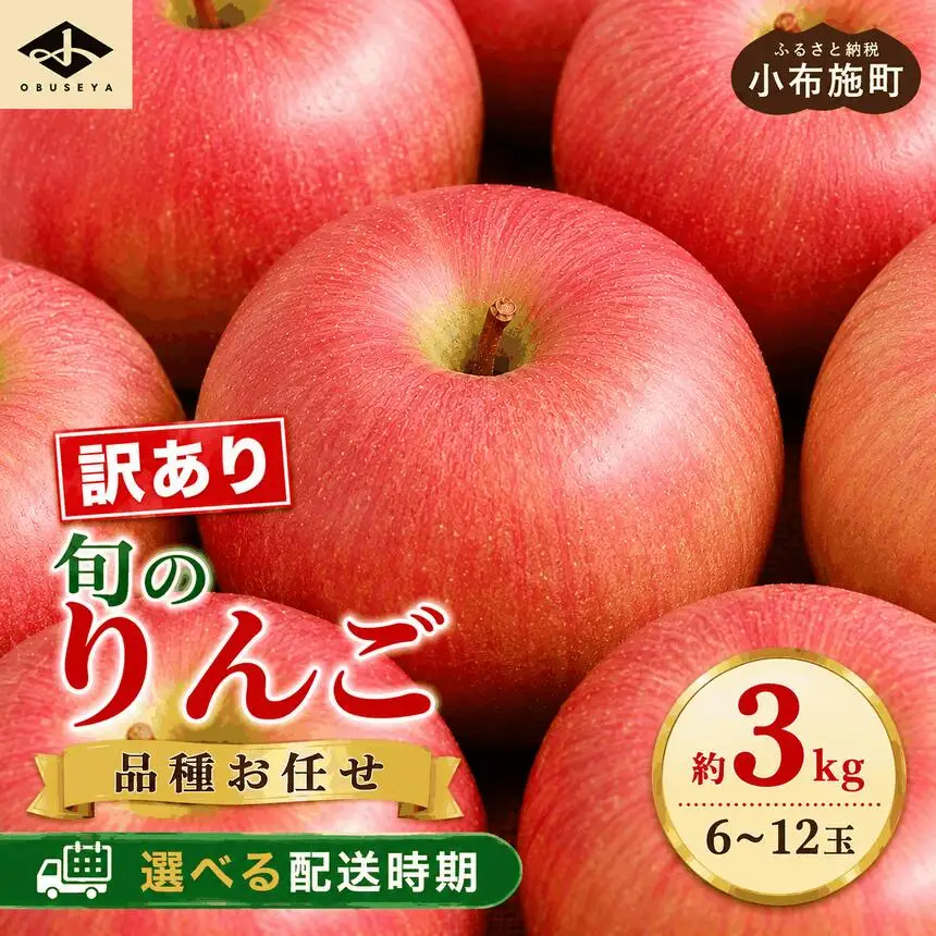 ［訳あり］  旬のりんご 約3kg 6～12玉 ［小布施屋］ 傷 規格外 不揃い 訳アリ 家庭用 りんご 林檎 リンゴ 果物 フルーツ 長野県産 信州産 特産 産地直送 産直 数量限定 先行予約 令和8年度産 【2026年11月配送】［A-304b］