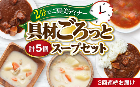 【全3回定期便】 San felice アソートスープセット 5種 計5袋 愛媛県大洲市/一般社団法人キタ・マネジメント（大洲まちの駅あさもや）スープ 常温 洋食 簡単調理 煮込み料理 備蓄食材[AGCP828]