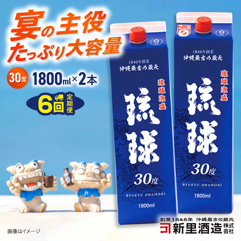 【全6回定期便】琉球泡盛 琉球パック 30度 1800ml×2 セット 泡盛 焼酎 地酒 お酒 ギフト 沖縄市 / 新里酒造株式会社[BCAS028]