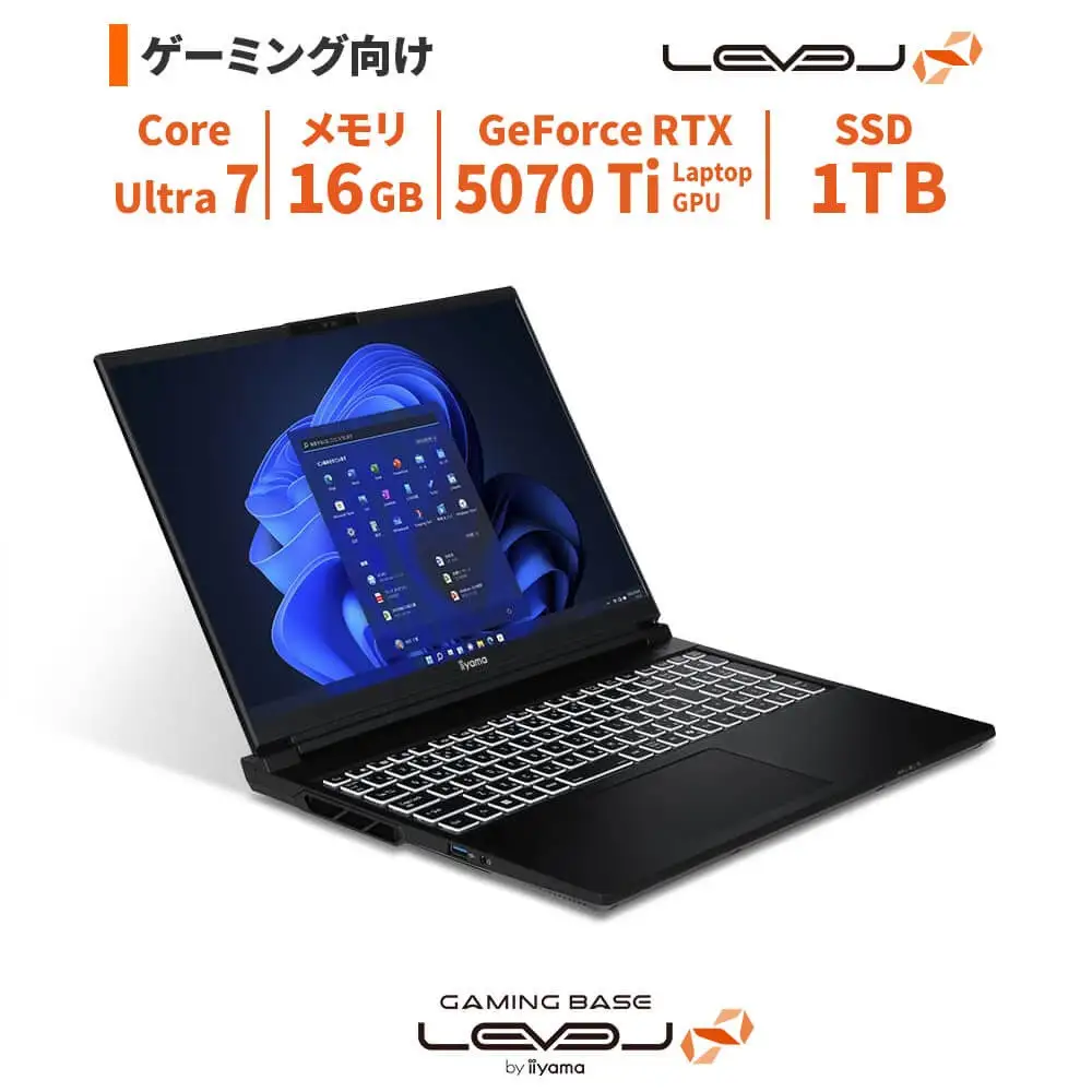 パソコン工房 4年間物損保証 16型ゲーミングノートPC Core Ultra 7/5070 Ti/No.343 | ゲーミング パソコン