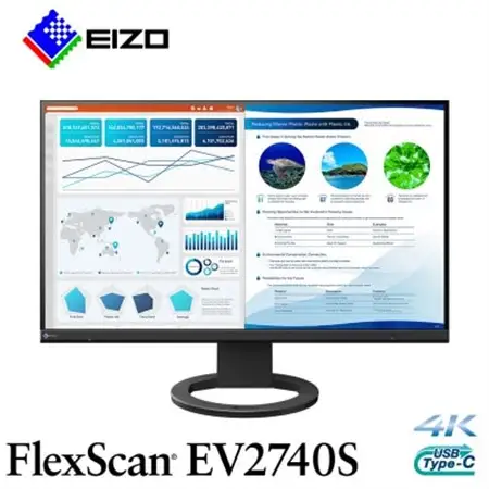 【国内生産】EIZO USB-C搭載 27型4Kモニター FlexScan EV2740S ブラック【1635563】