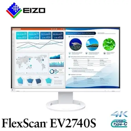 【国内生産】EIZO USB-C搭載 27型4Kモニター FlexScan EV2740S ホワイト【1635564】