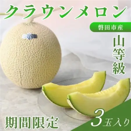 【2027年5月中旬より発送】磐田市 ねらい目 クラウンメロン 山等級 約1.3kg×3個【配送不可地域：離島・北海道・沖縄県】【1640739】