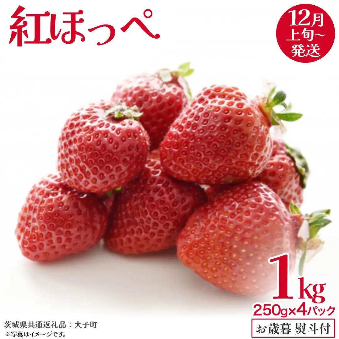 【 お歳暮 熨斗付き 】 紅ほっぺ 250g（8～12粒）×4パック (茨城県共通返礼品：大子町)