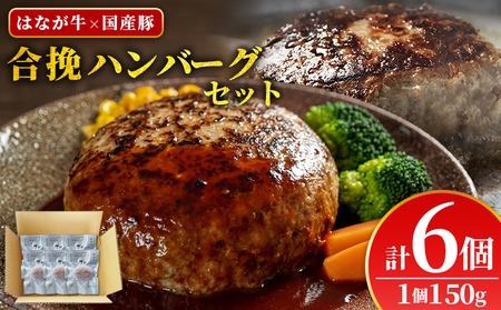 ＜合挽ハンバーグセット 6個（1個150g）＞ セット ハンバーグ はんばーぐ 合挽肉 肉 お肉 牛肉 豚肉 肉加工品 お惣菜 洋食 おかず 弁当 国産 小分け 個包装 簡単調理 特産品 ゆうぼく 愛媛県 西予市 【冷凍】『1か月以内に順次出荷予定』 UYB0014